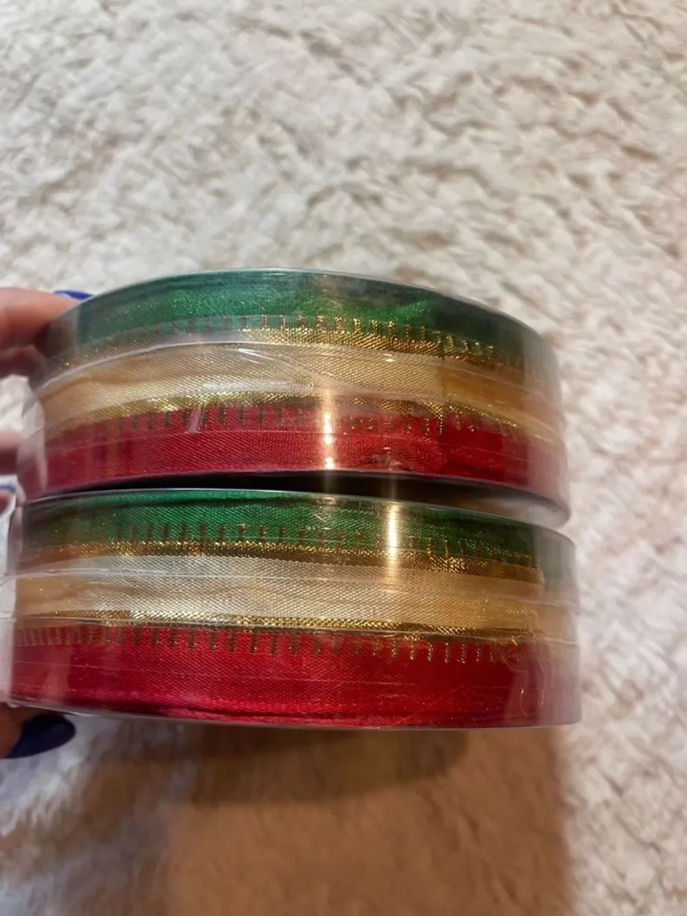 Holiday Ribbon Spool - Red, Gold, Green - Picture 2 of 4